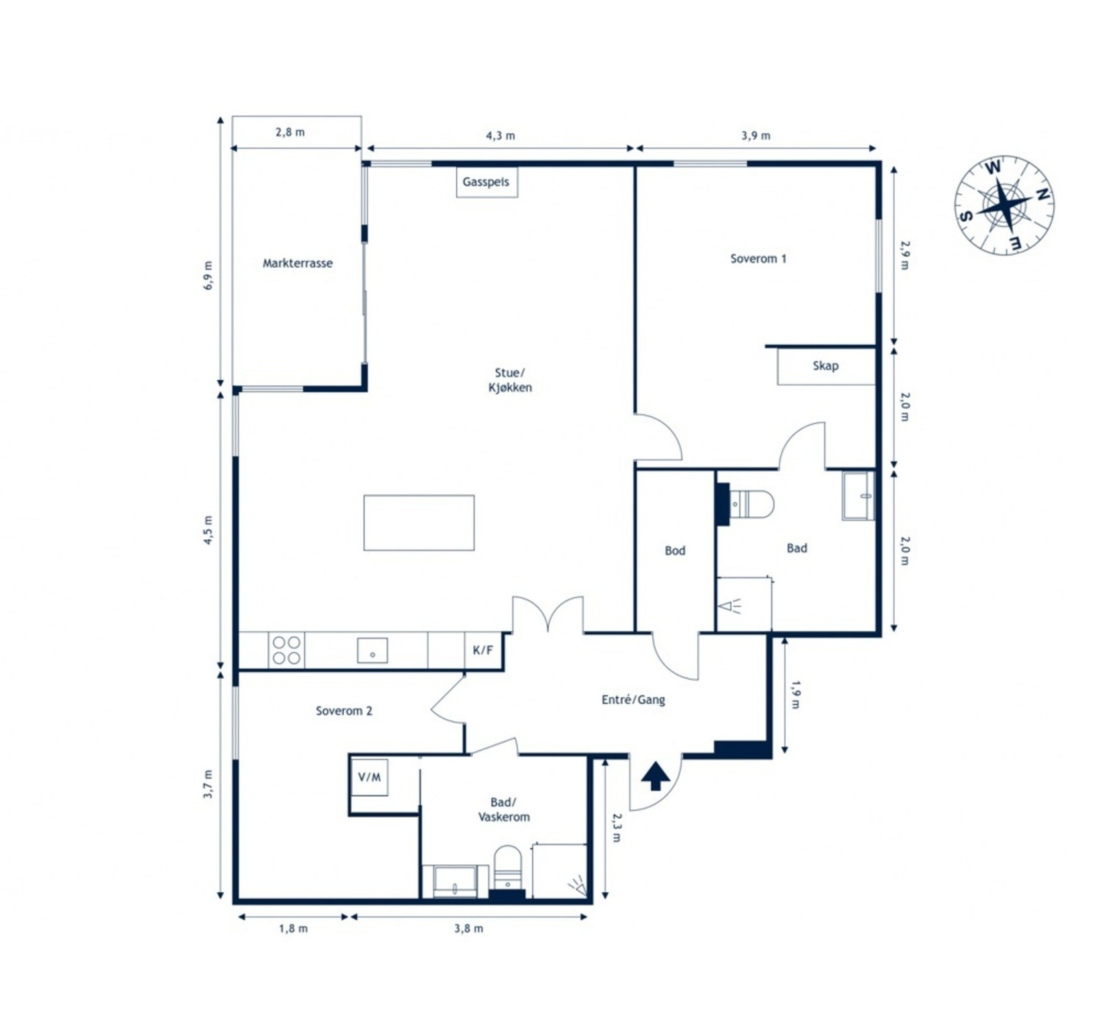 Alternativ planløsning med større soverom 2 Galleribilde