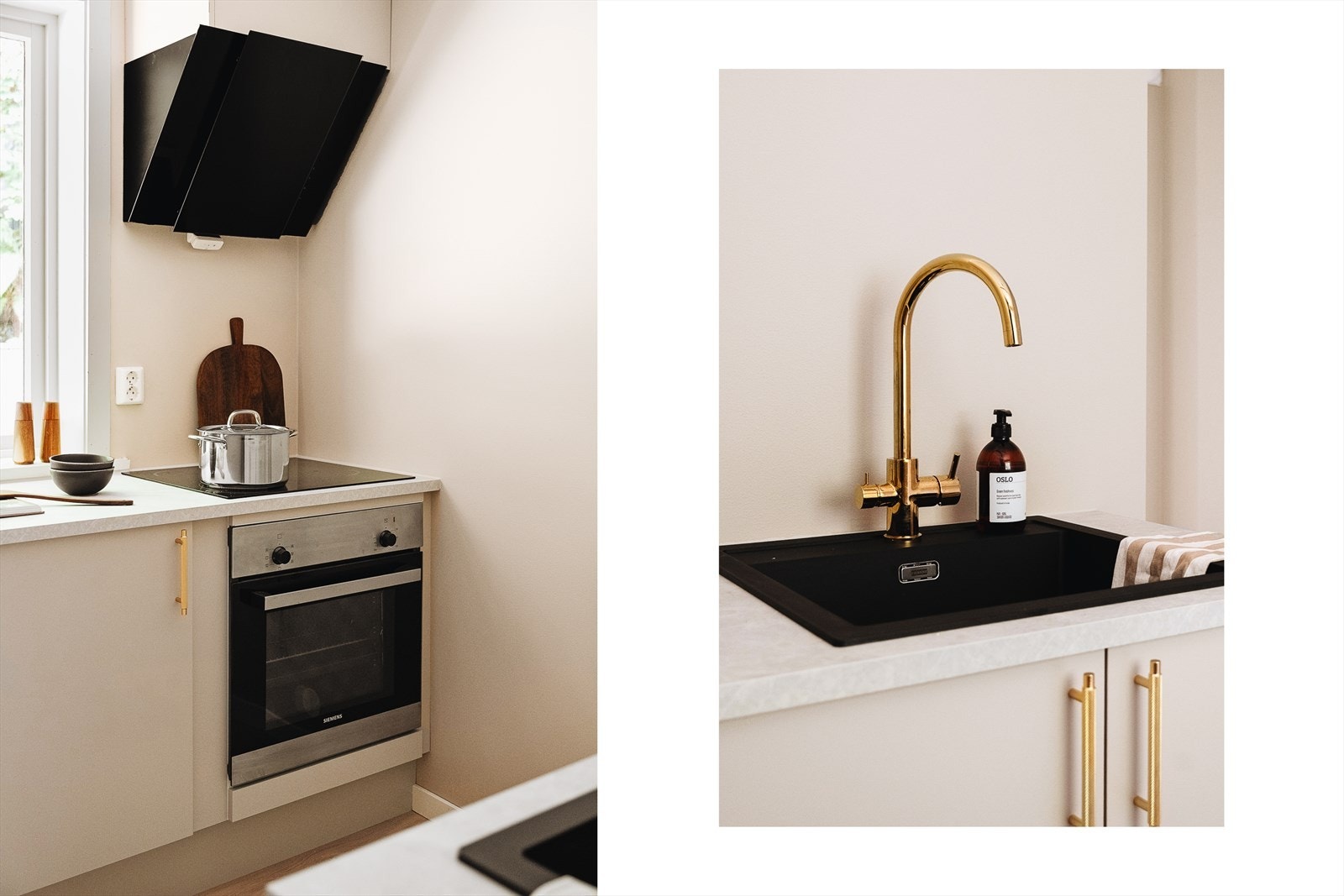 - Kjøkkeninnredningen har slette fronter og benkeplate i laminat - Galleribilde