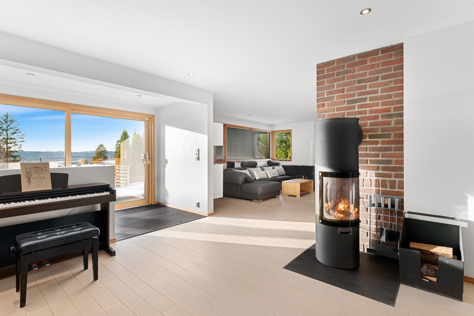 Peisestue 1. etasje og utgang til nydelig terrasse. Galleribilde