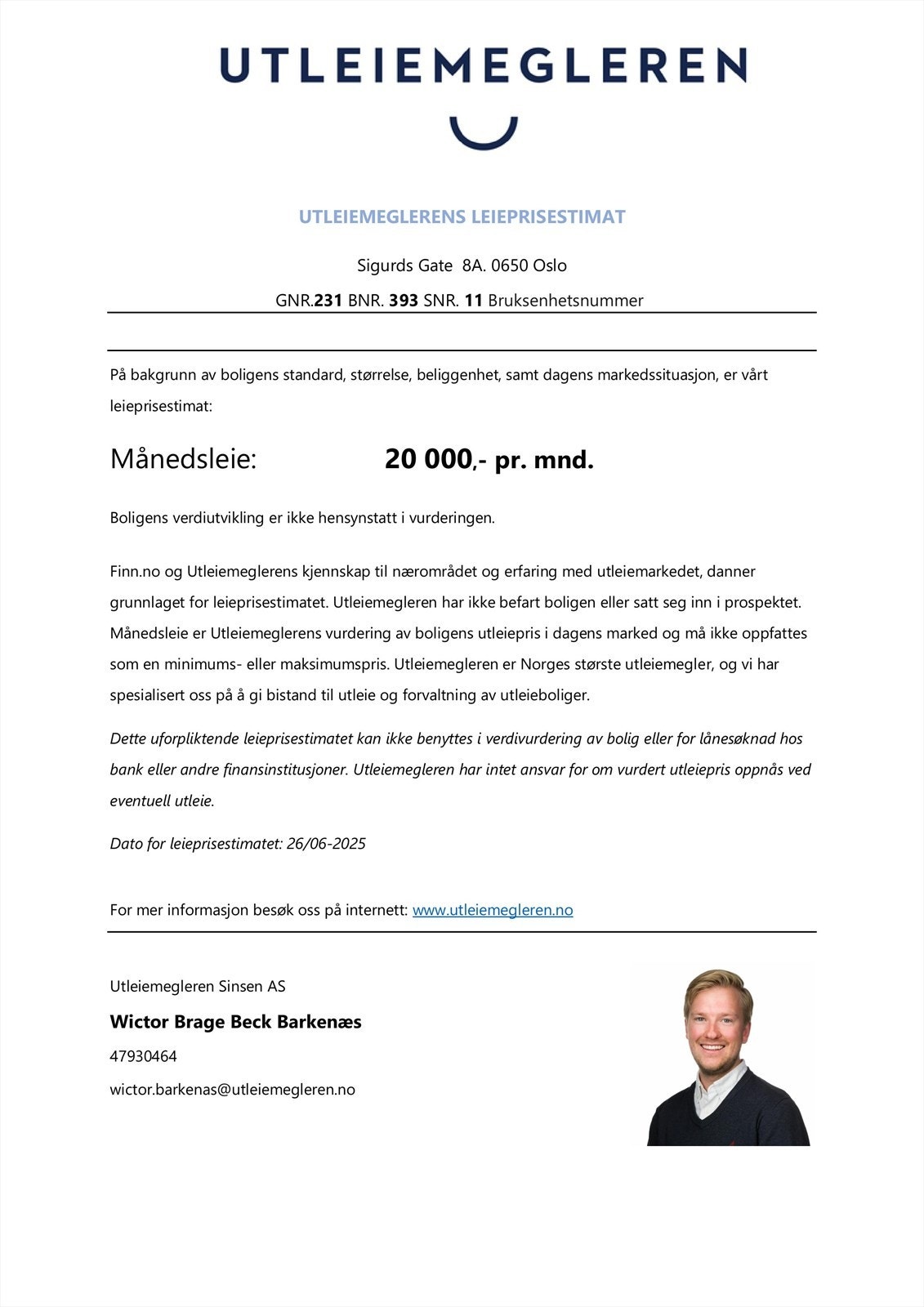 Utleievurdering Galleribilde