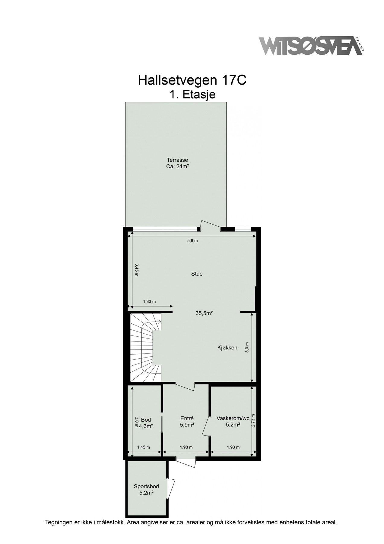 Målsatt planskisse 1. etg. Galleribilde