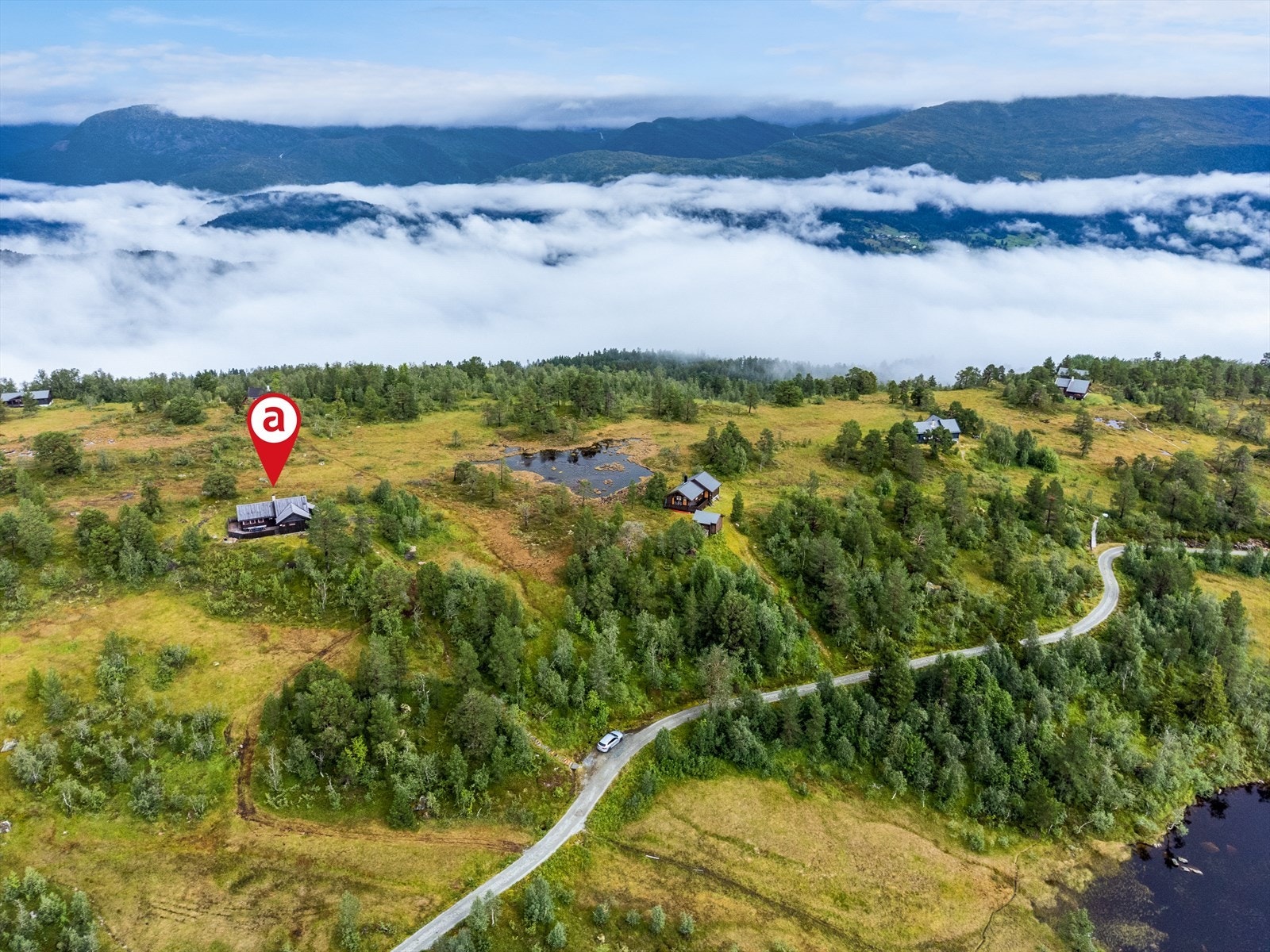 Hyttens plassering. Galleribilde