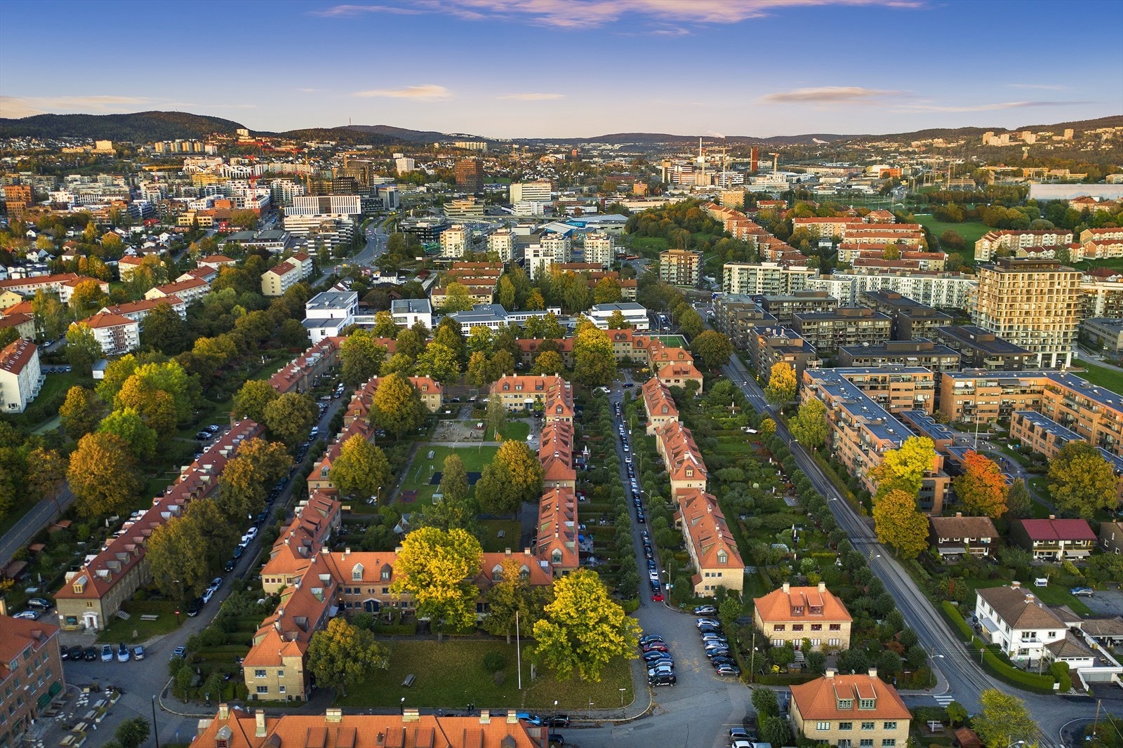 Dronebilde over område. Galleribilde
