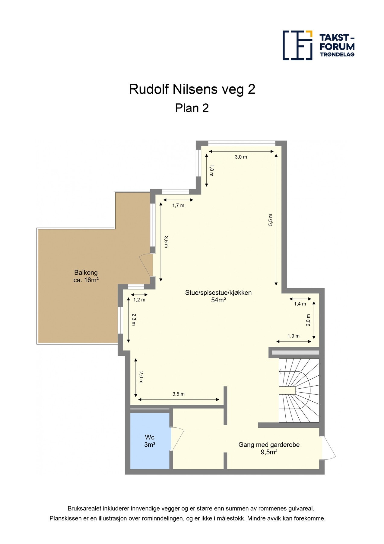 Planskisse hovedplan med arealer. Galleribilde