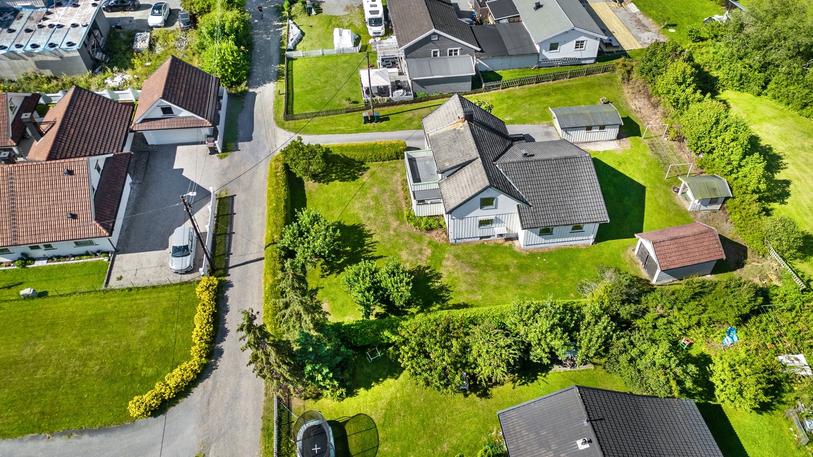 Pent opparbeidet tomt med gress og beplantning Galleribilde