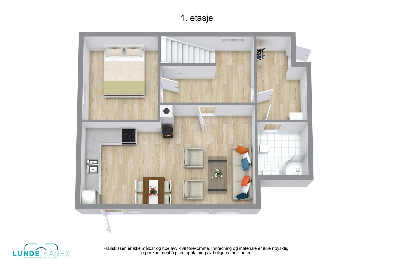 Planskisse 1. etasje 3D - Ikke målbar Galleribilde