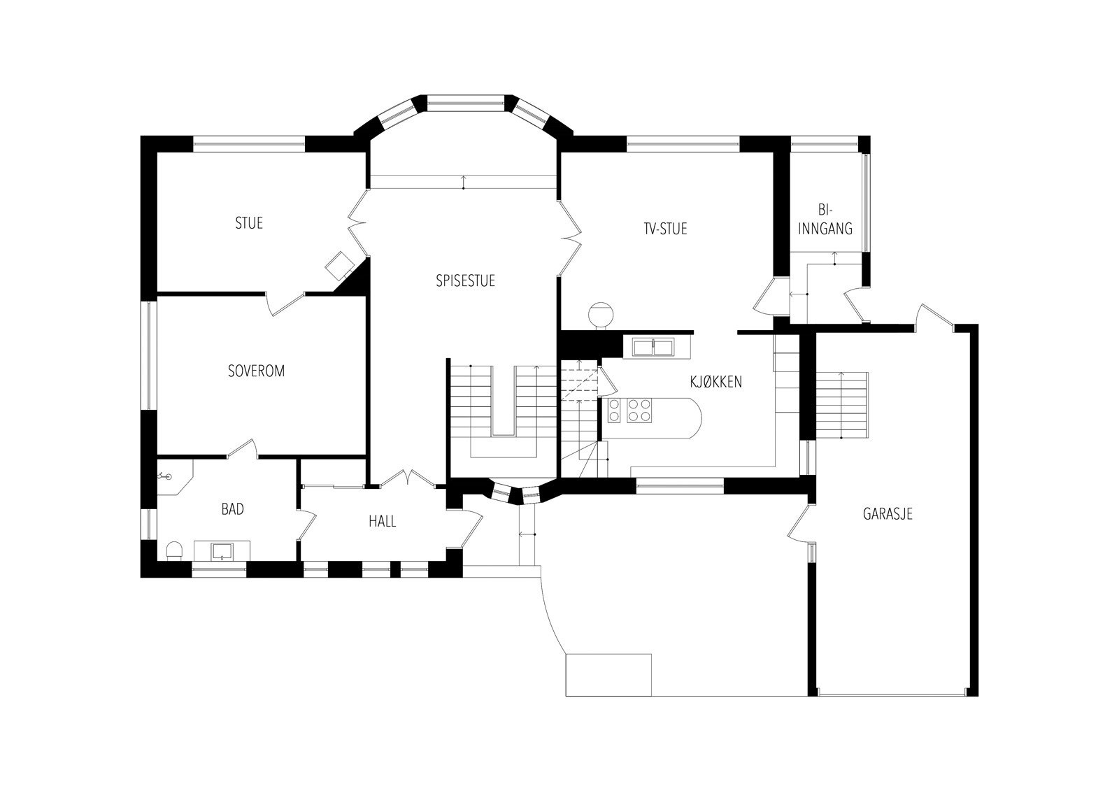 Plantegning første etasje. Galleribilde