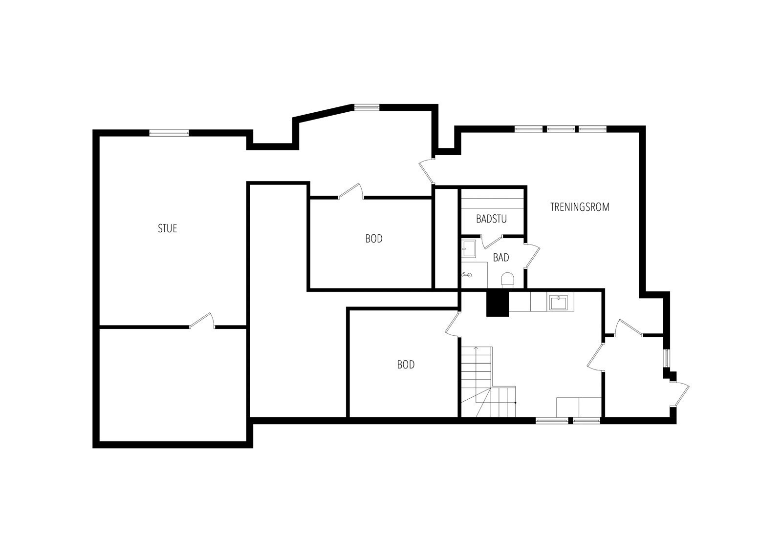 Plantegning kjeller. Galleribilde