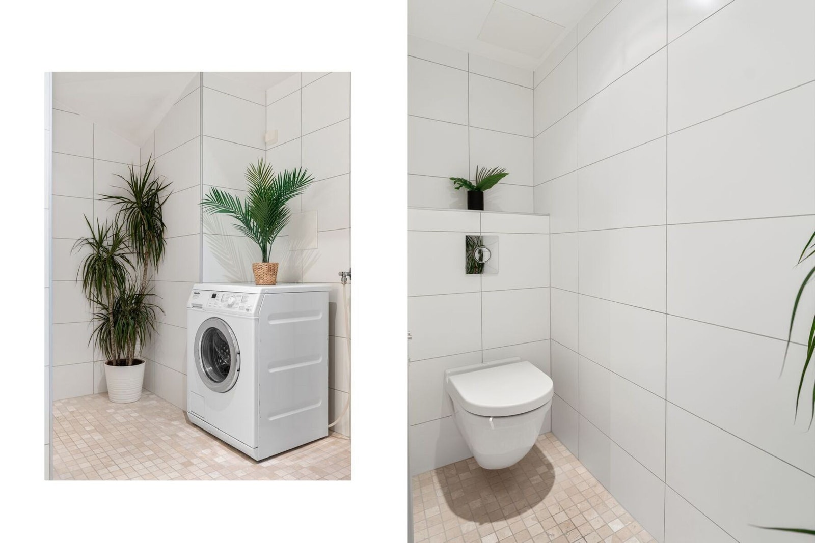 Det er opplegg for vaskemaskin på badet. Galleribilde