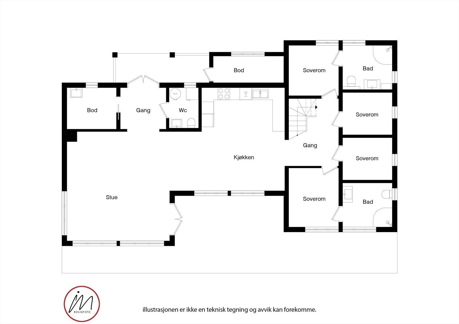 Plantegning 1. etasje Galleribilde