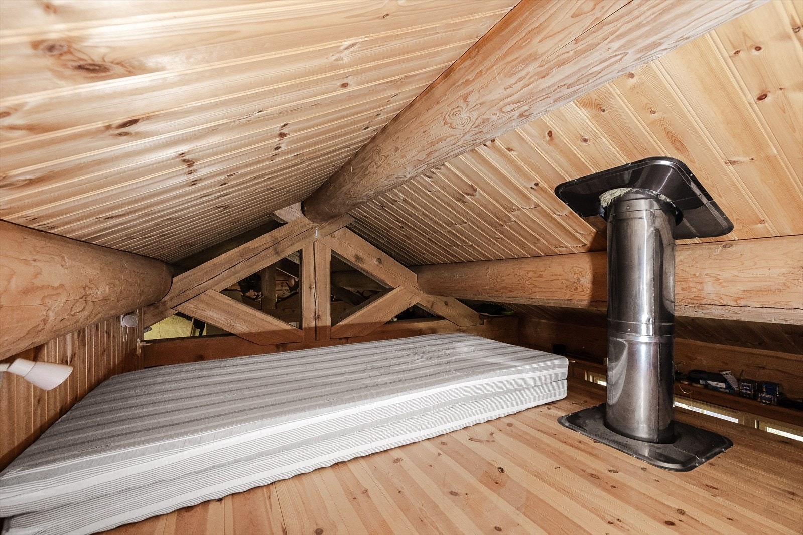 Hems over hygienerom og badstue. Hemsen har ikke målbart areal, men et gulvareal på ca. 8m². Galleribilde