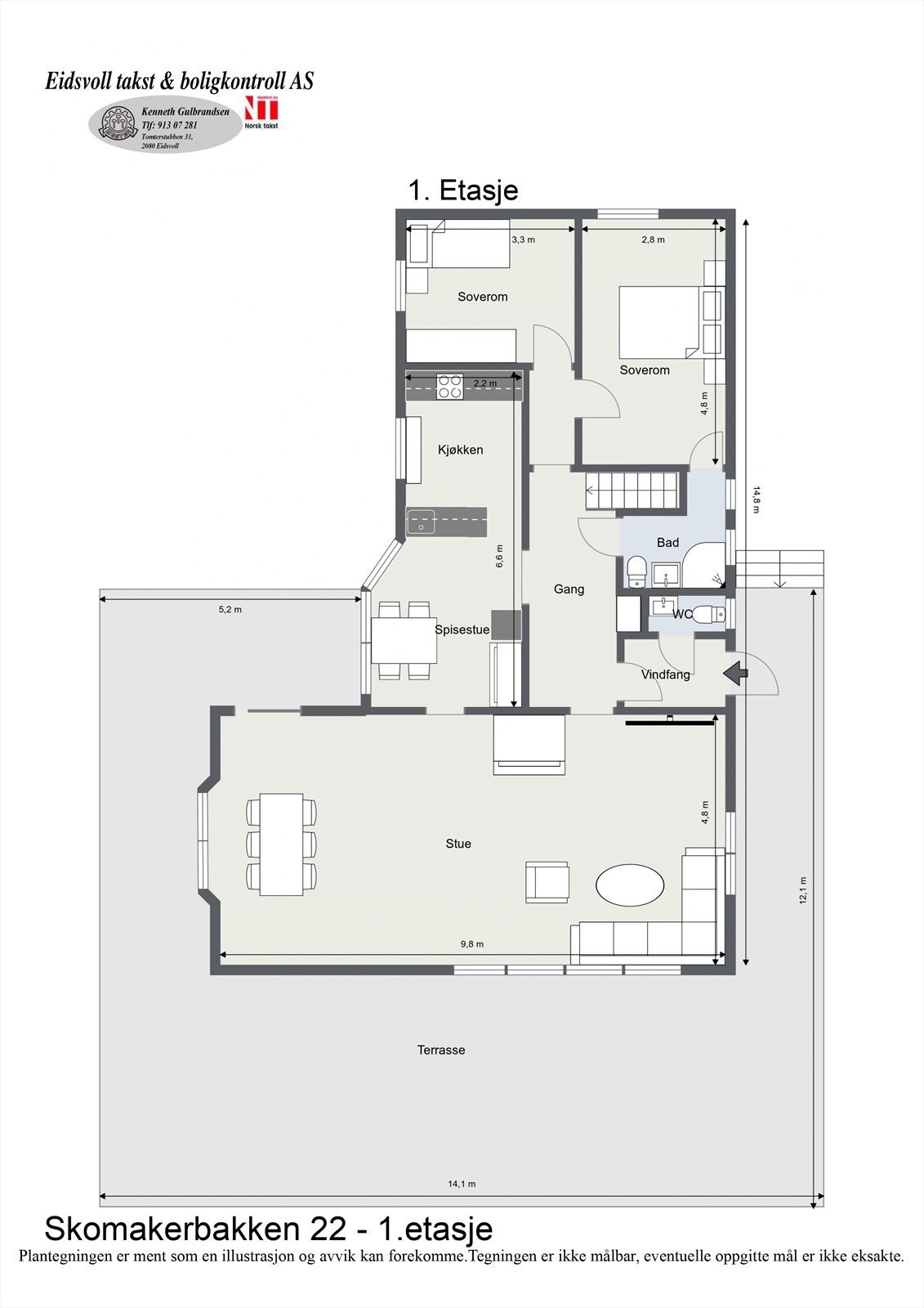 Plantegning av boligens 1. etasje. Galleribilde