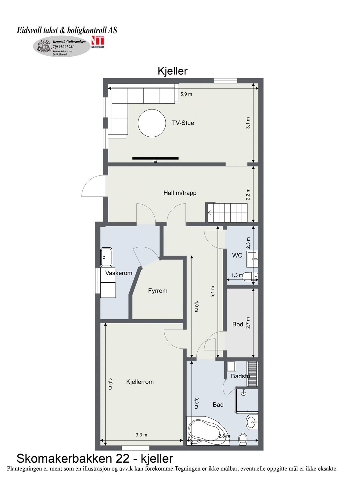 Plantegning av boligens kjelleretasje. Galleribilde
