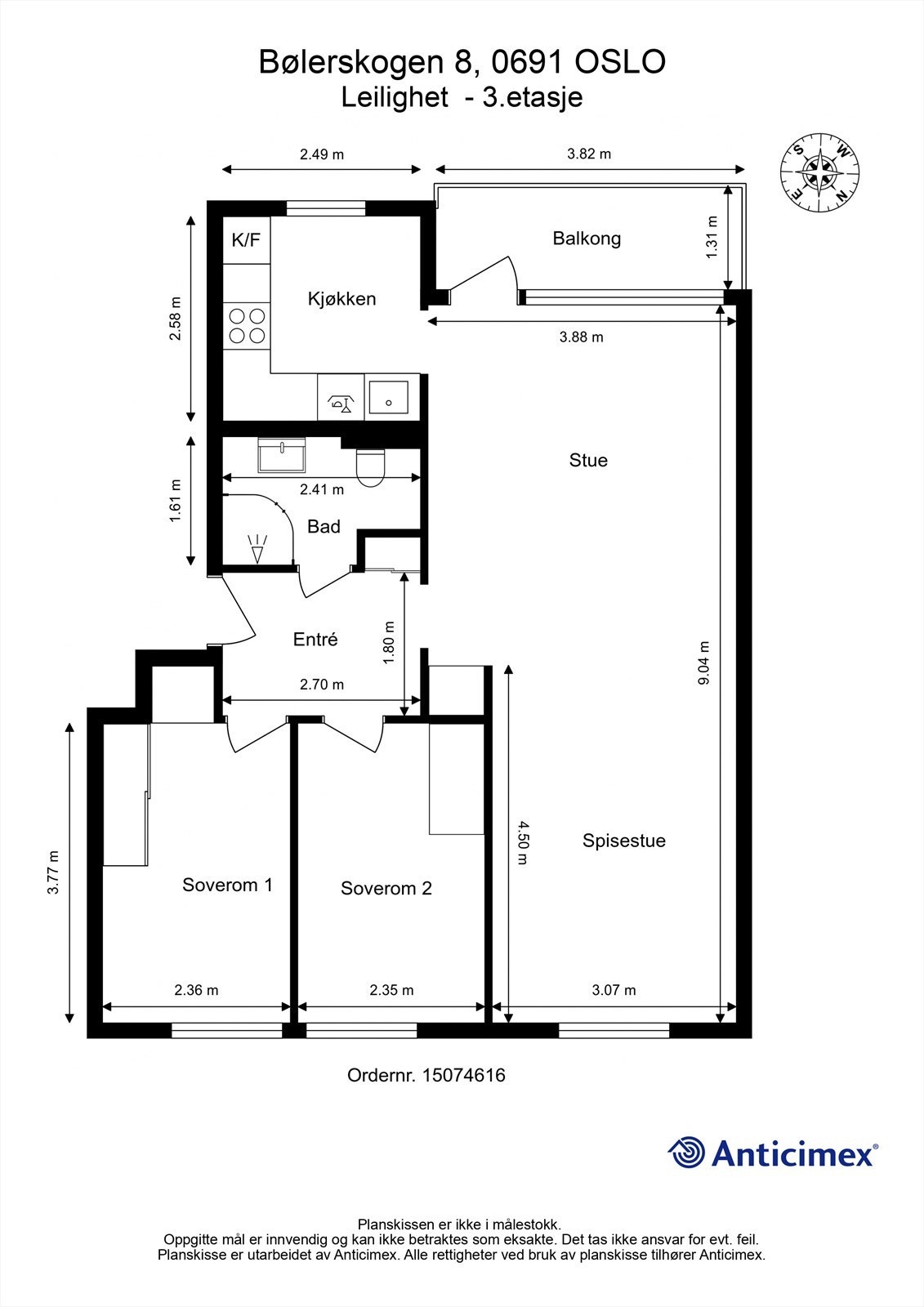 Plantegning, 3. etasje. Galleribilde