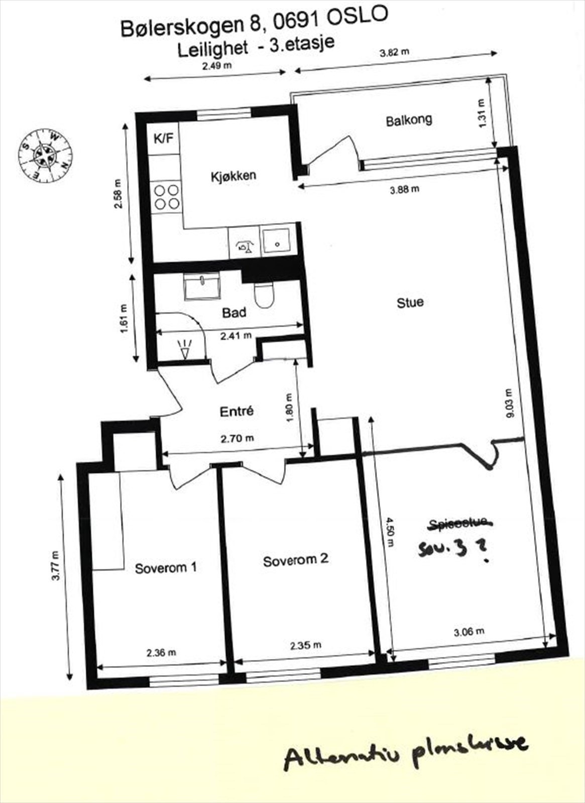 Alternativ plantegning (slik det opprinnelig var) Galleribilde