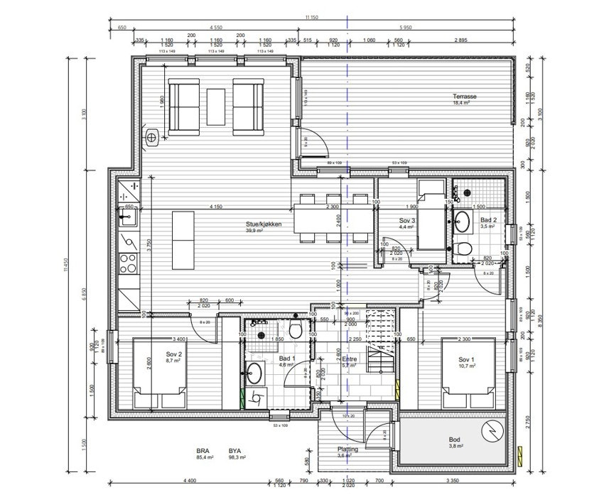 Plantegning første etasje Galleribilde