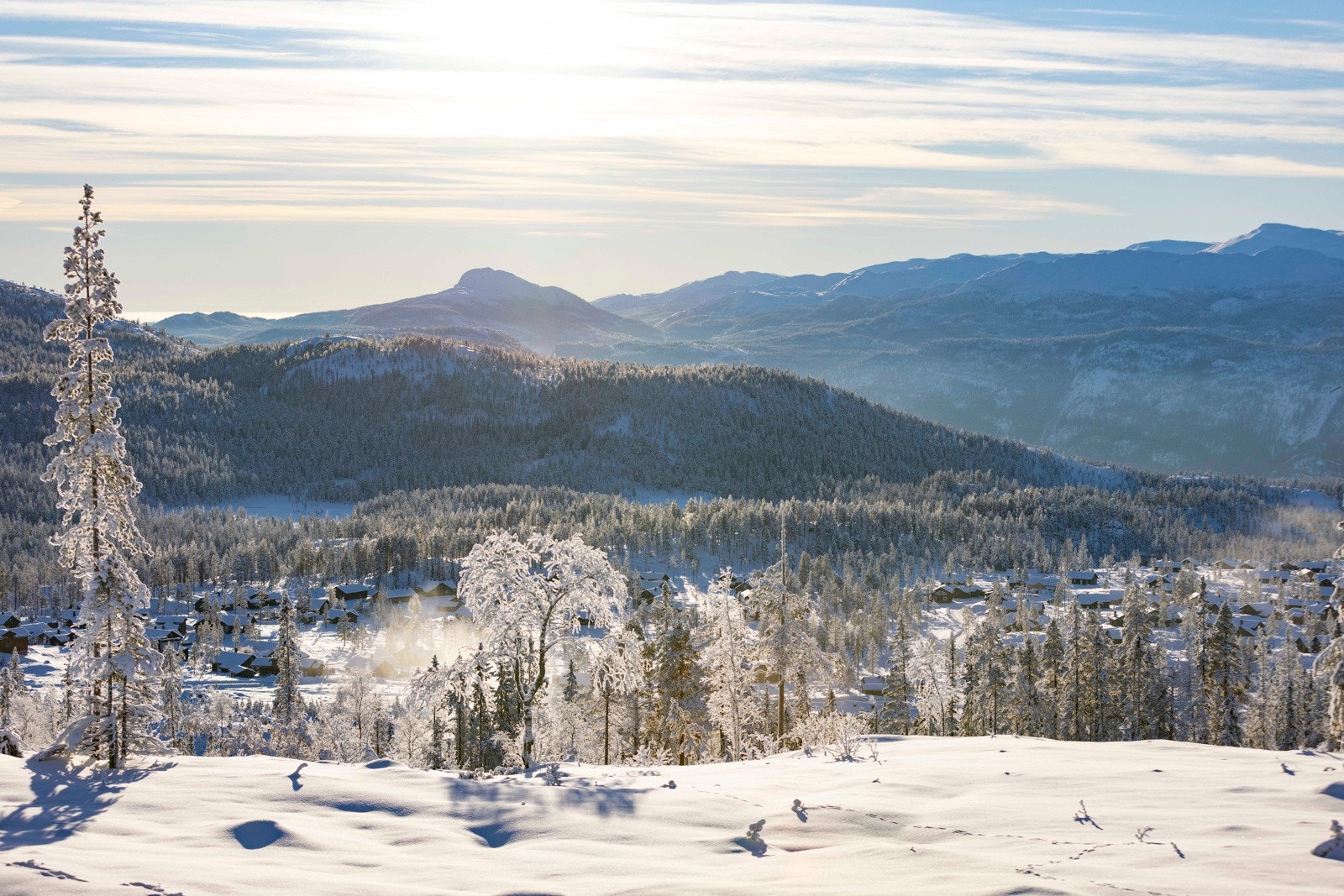 Flott utsikt fra hytteområdet. Galleribilde