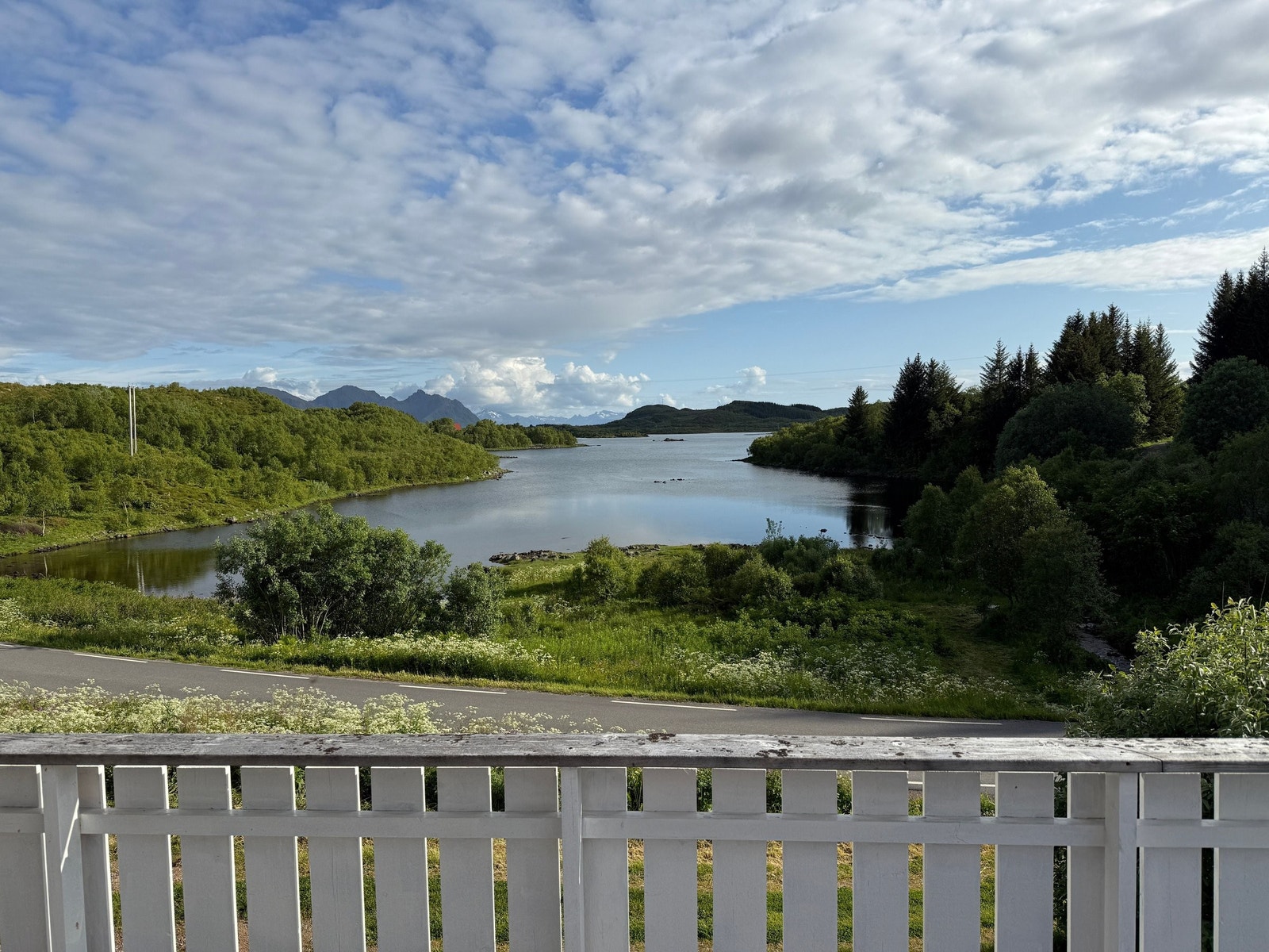 utsikt fra terrassen. Lofotveggen i bakgrunnen Galleribilde