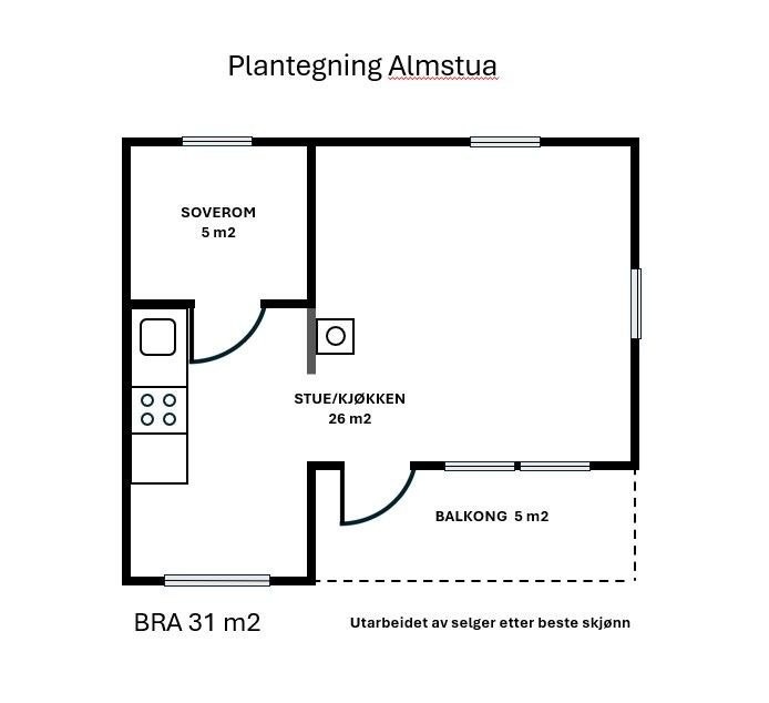 Plantegning hytte. Galleribilde