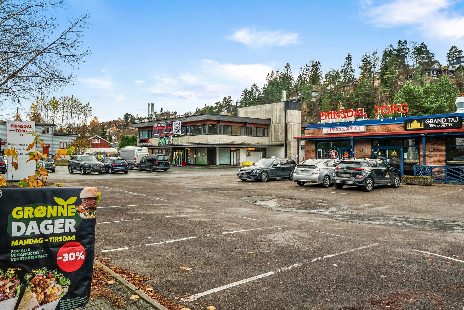 På Prinsdal Torg finner du frisør, pub, kiosk, Kiwi, Prinsdal pizza og en liten sushi take-away restaurant og treningssenteret Mudo. Galleribilde