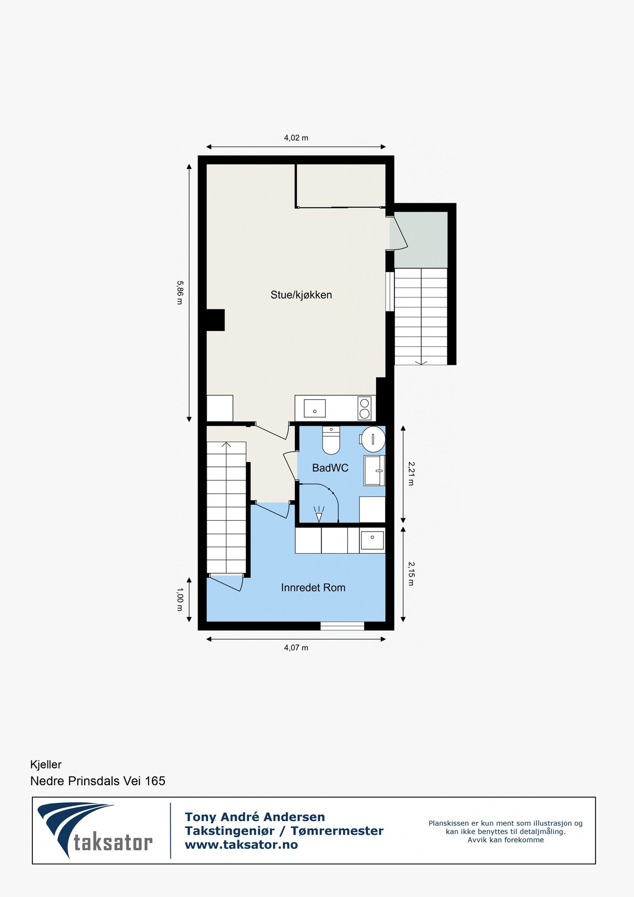 Plantegning kjelleretasje ned egen inngang fra utsiden og innsiden av huset! Galleribilde