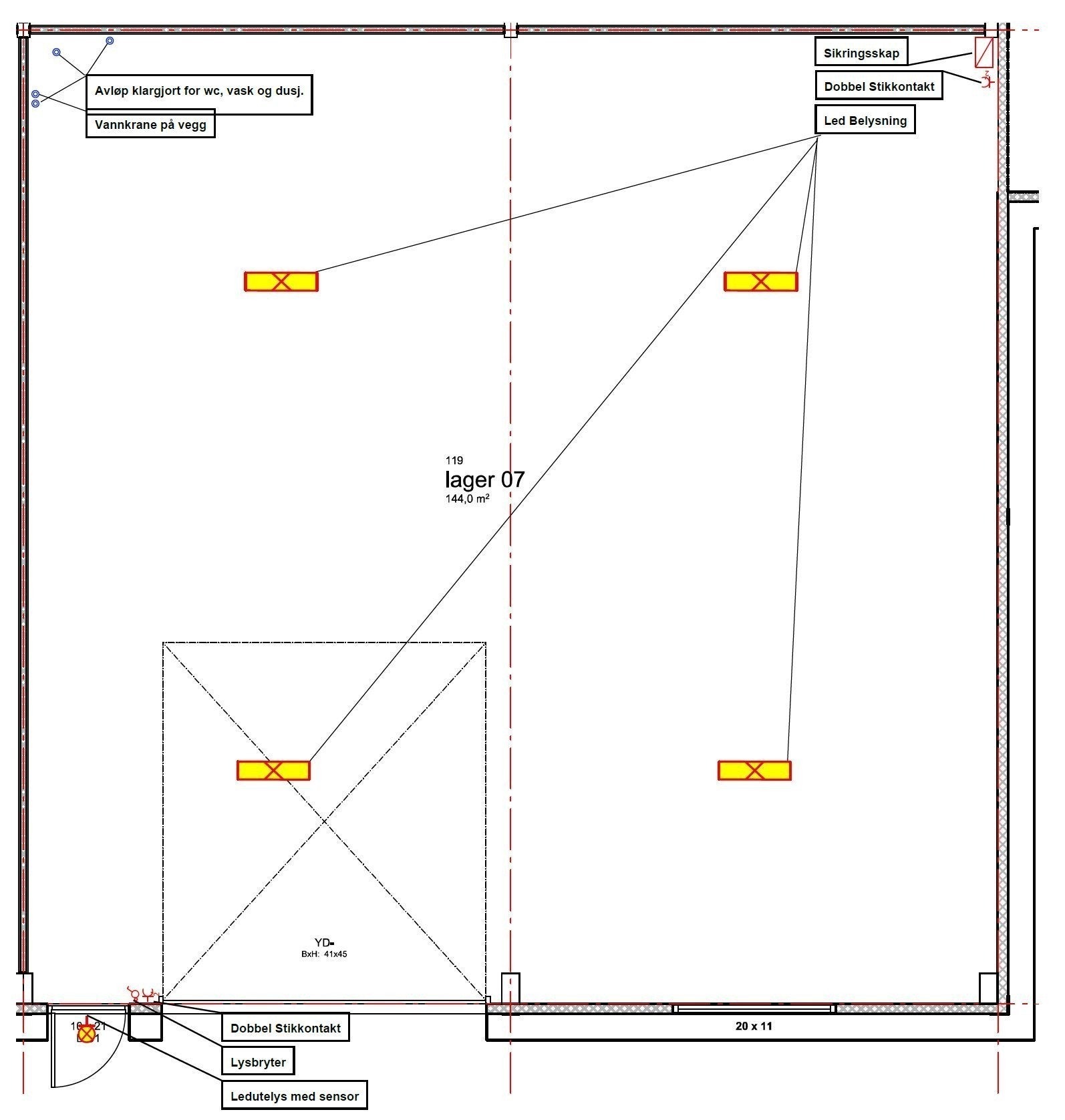 144m2 = 12 m x 9 m Galleribilde