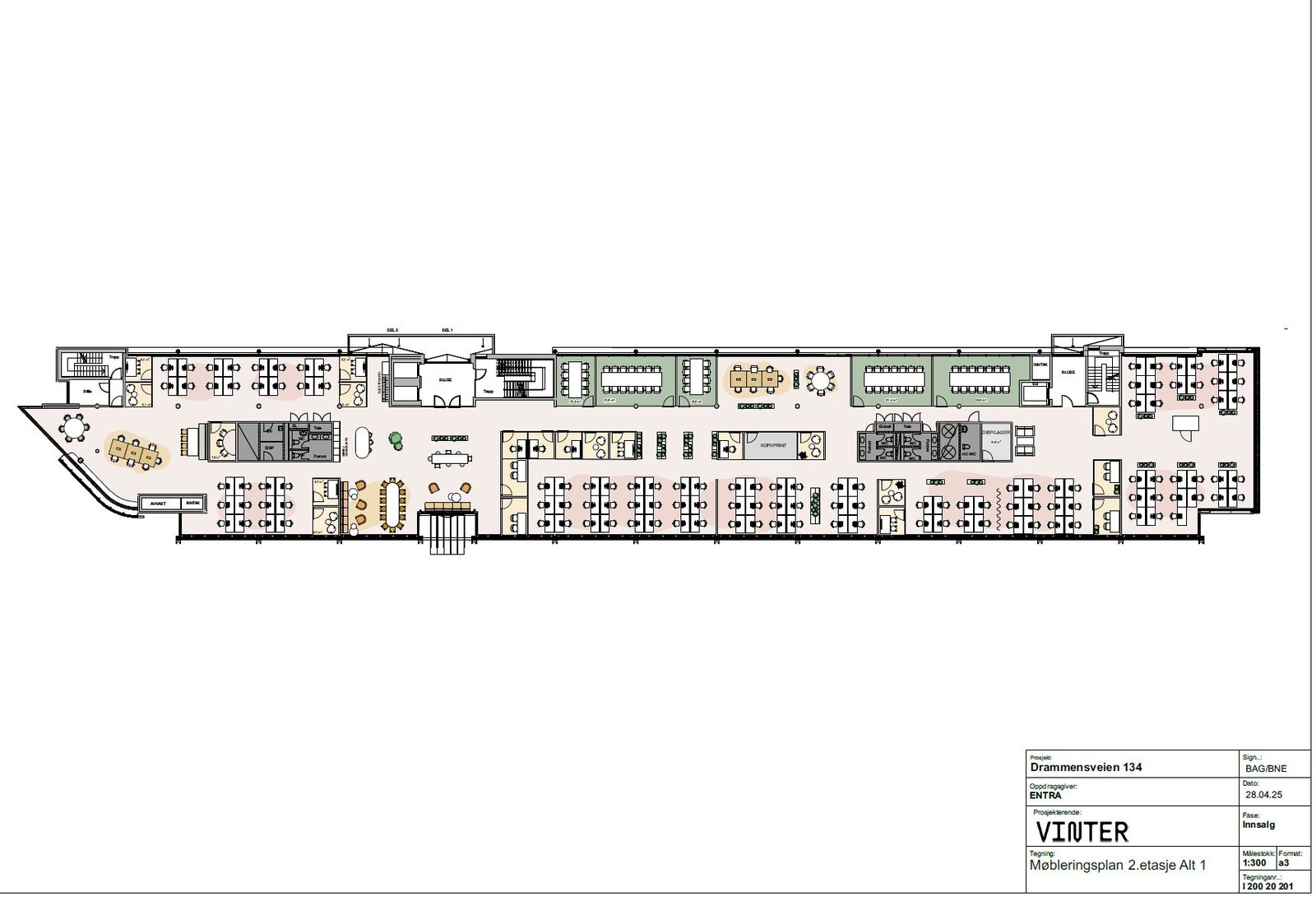 127 faste arbeidsplasser, prosjekt soner, sosial sone, 6 møterom, 20 multirom Galleribilde
