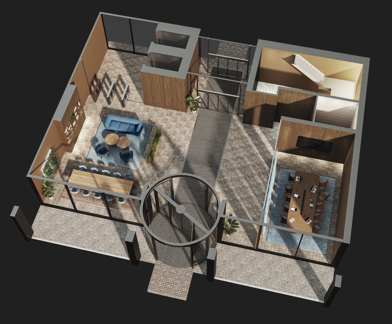 Ifm total oppussingen av eiendommen blir det et flott nytt inngangsparti med digital adgangskontroll og et felles møterom til fri benyttelse. Galleribilde