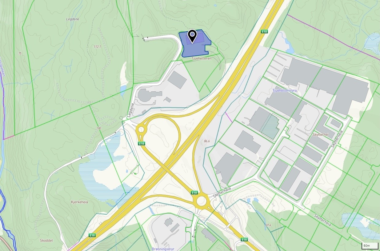 Beliggenhet ved E18. Galleribilde