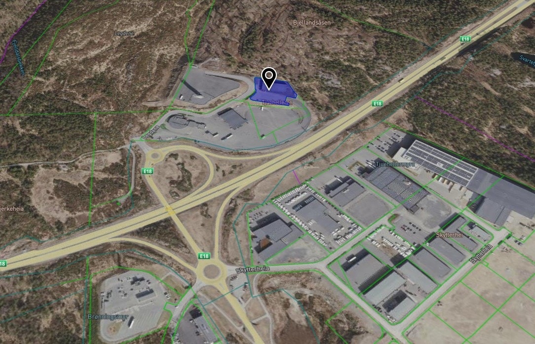 Plassering ift. Agder Næringspark. Galleribilde