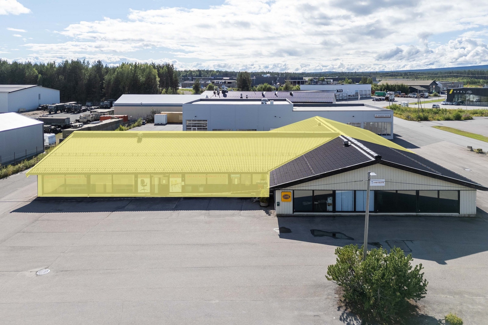 Ledige lokaler markert i gult Galleribilde