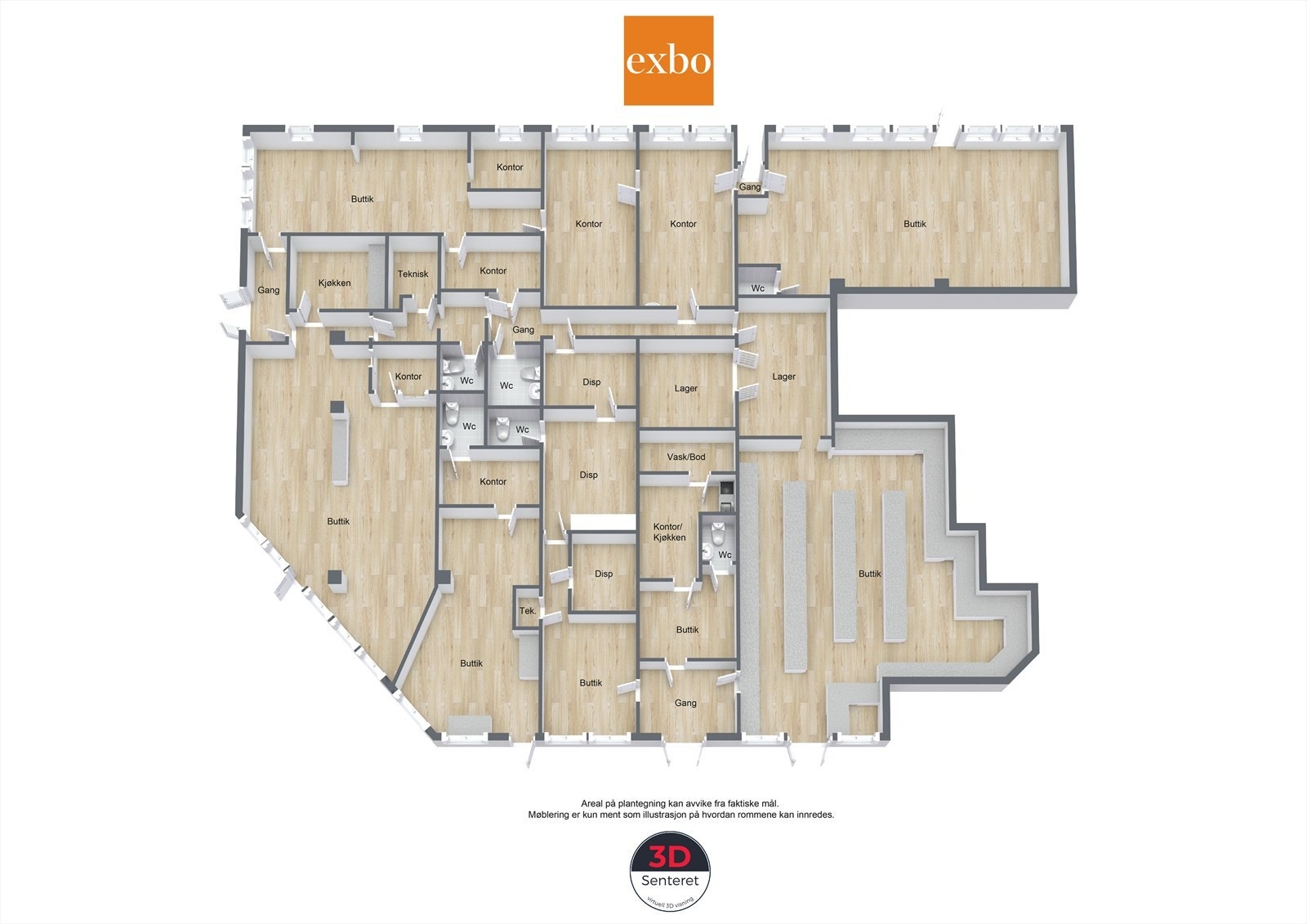 Plantegning - Da det foreligger endringer til innvendige lettvegger er plantegningen en indikasjon på dagens fordeling. Galleribilde