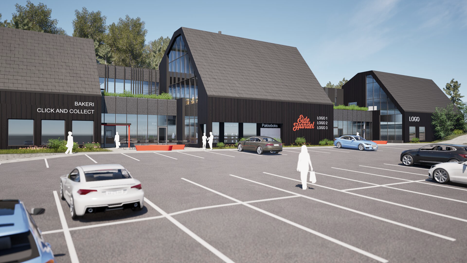 Illustrasjon utvendig, nye Eide Handel Galleribilde