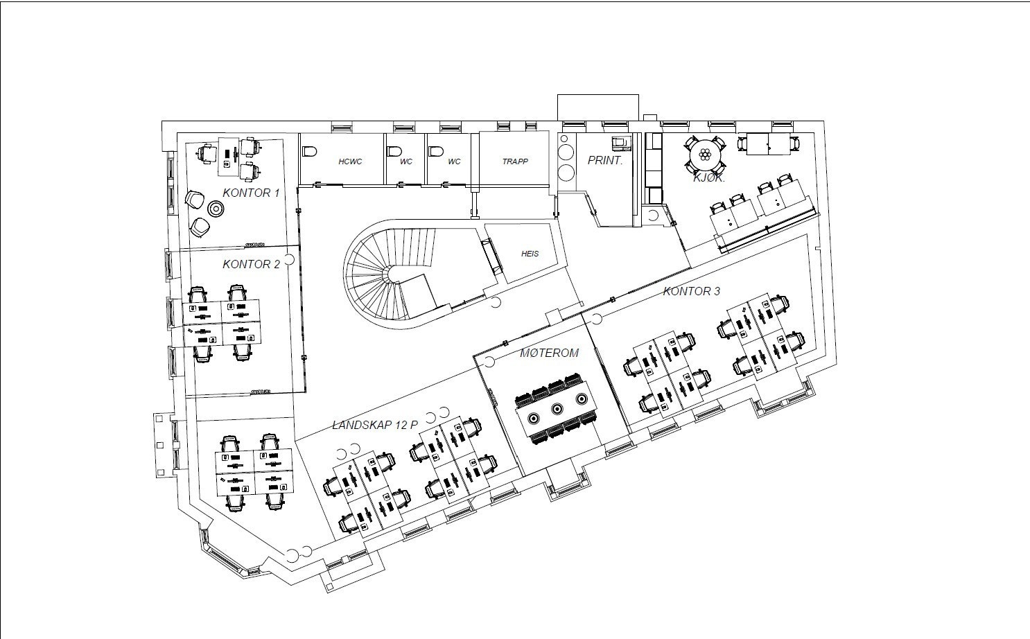 Mulig planløsning i etasjen. Galleribilde