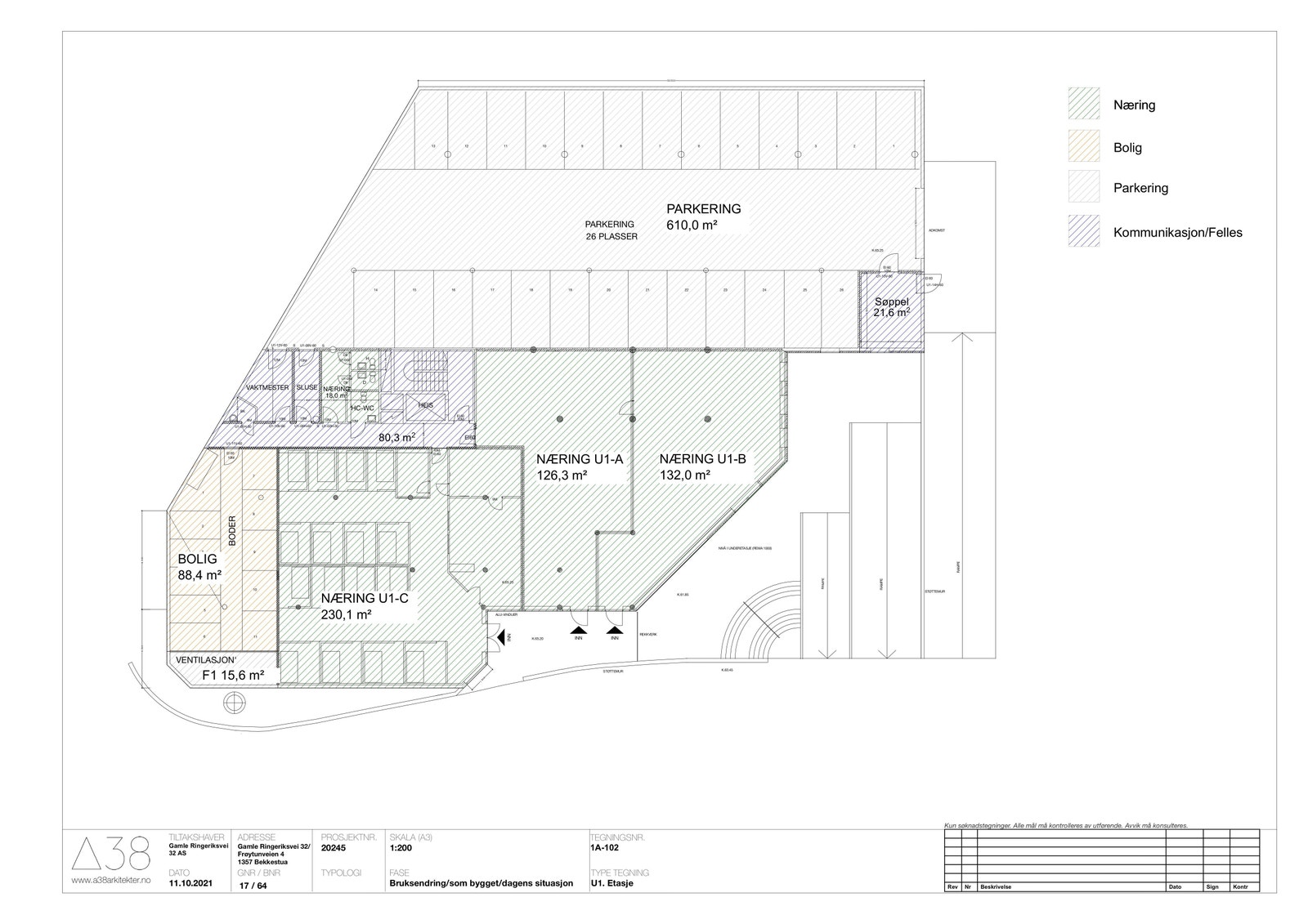 Plantegning. Lokalet U1-B er ledig Galleribilde