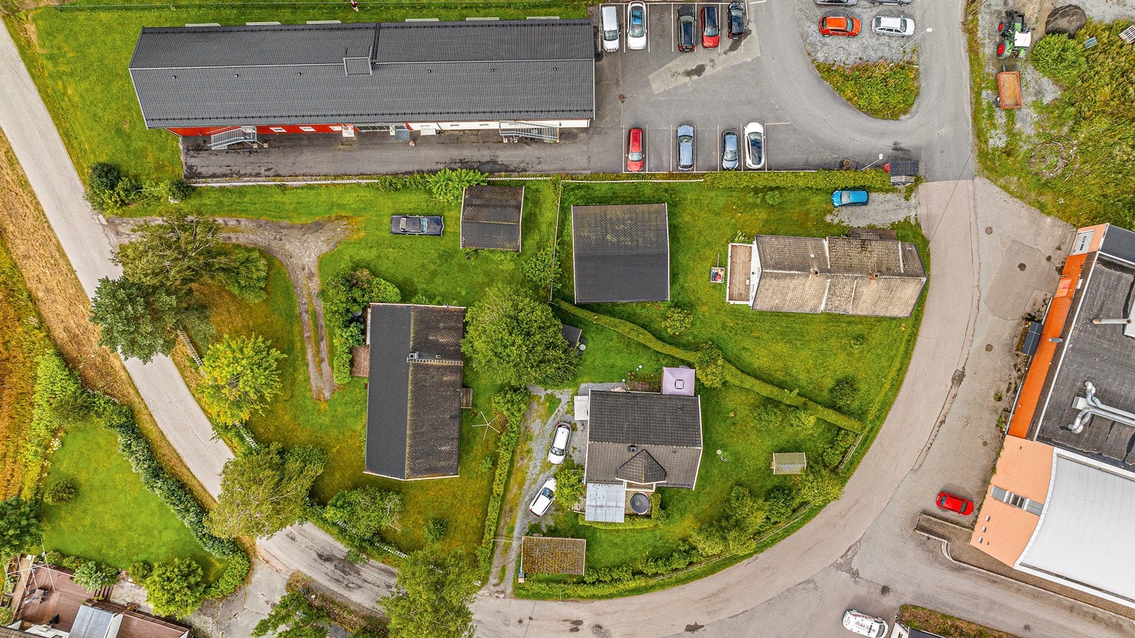 Dronebilde av området Galleribilde