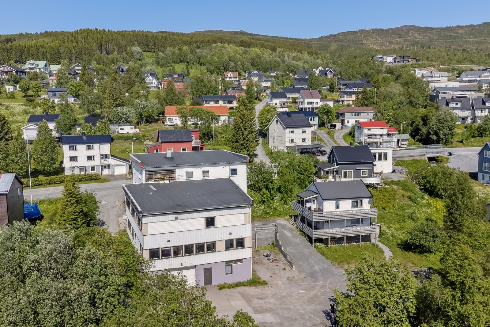 Drone av eiendommene. Galleribilde