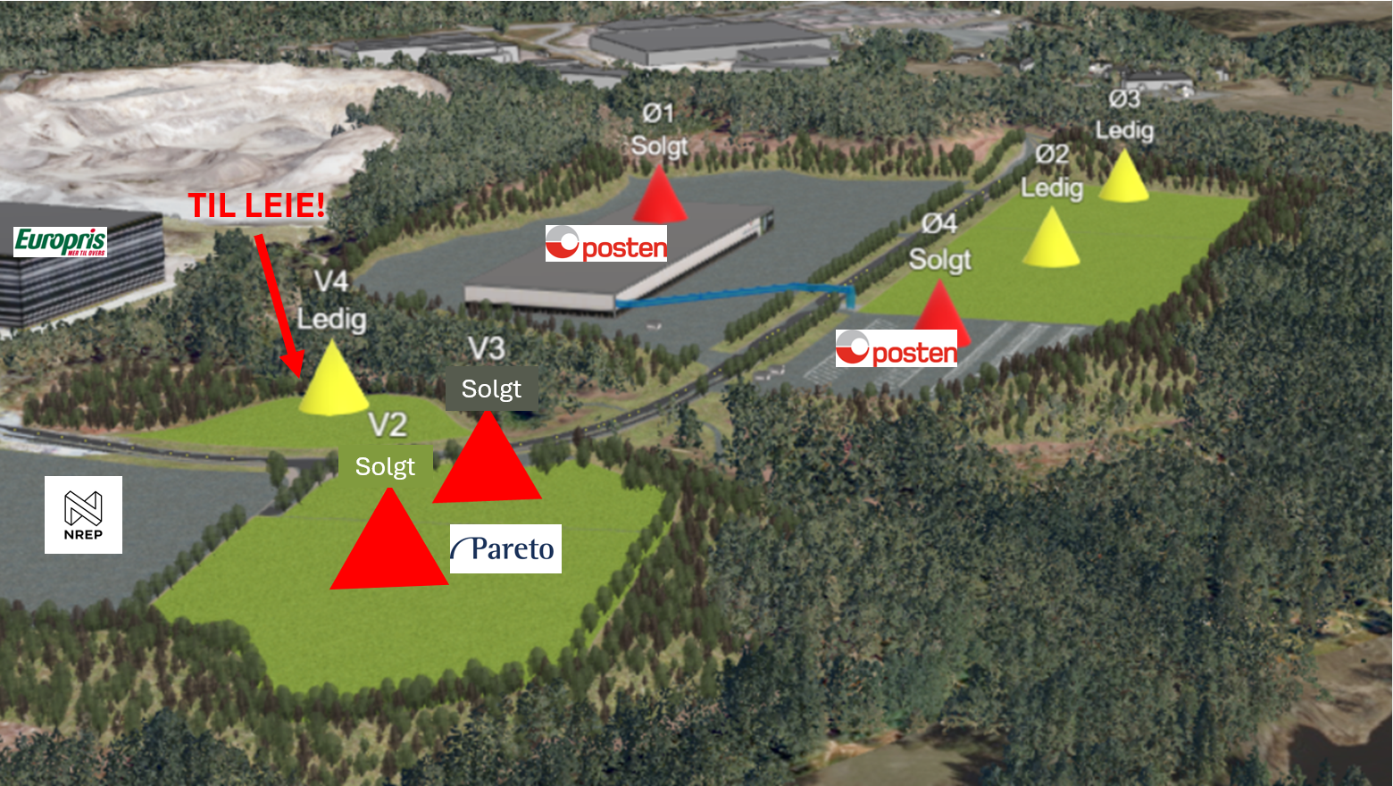 Tomt V4 til leie og nærliggende bedrifter Galleribilde
