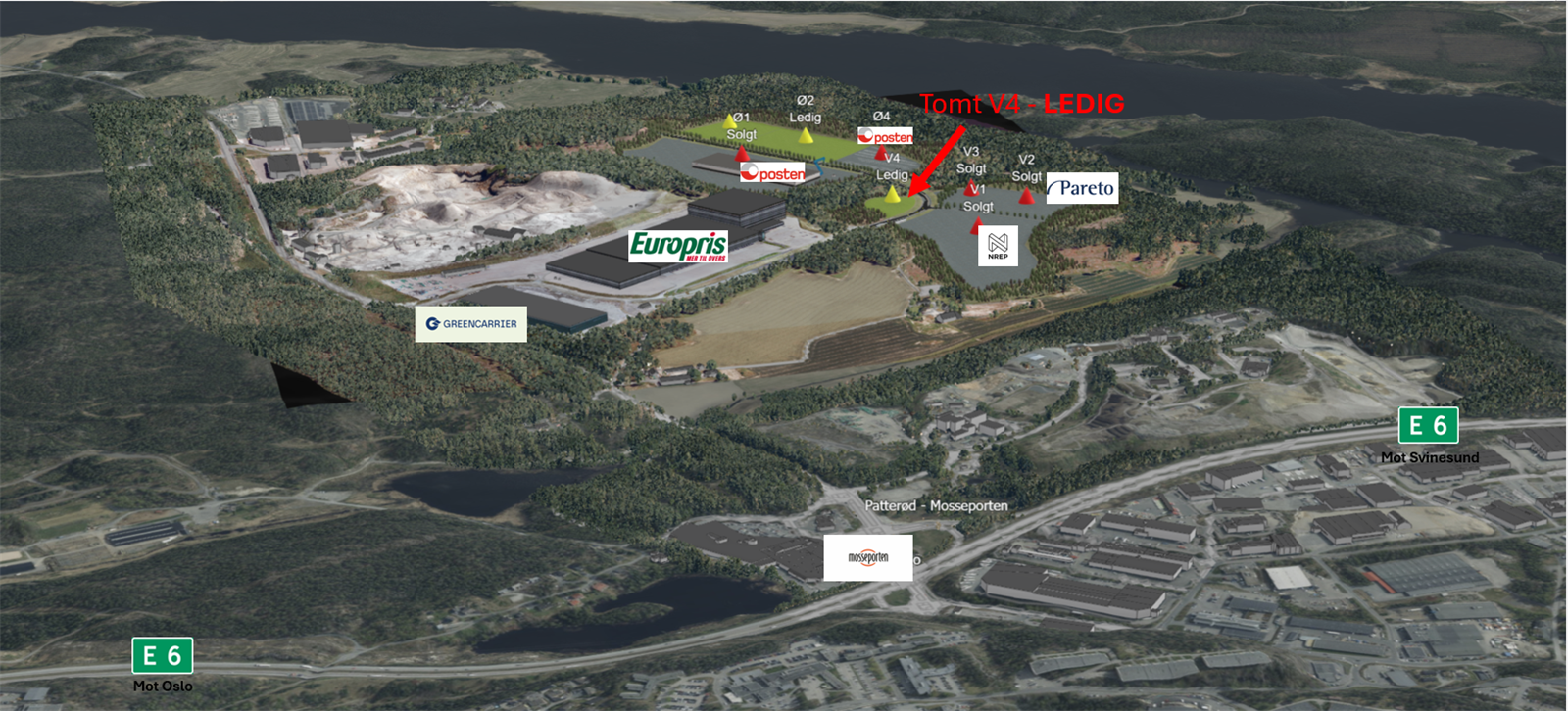 Moss Næringspark - Tomt V4 til leie med nytt bygg eller salg Galleribilde