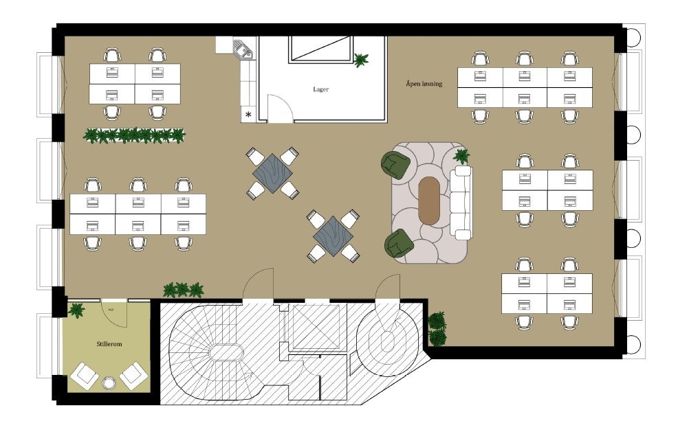 Mulig planløsning - åpen løsning. Galleribilde
