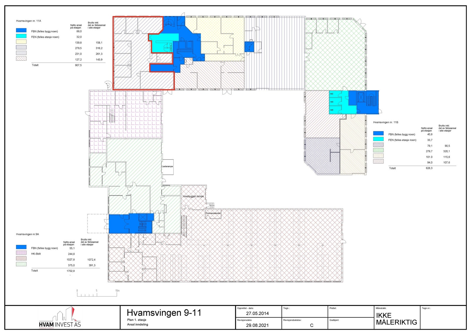 Areal merket med rød omriss Galleribilde