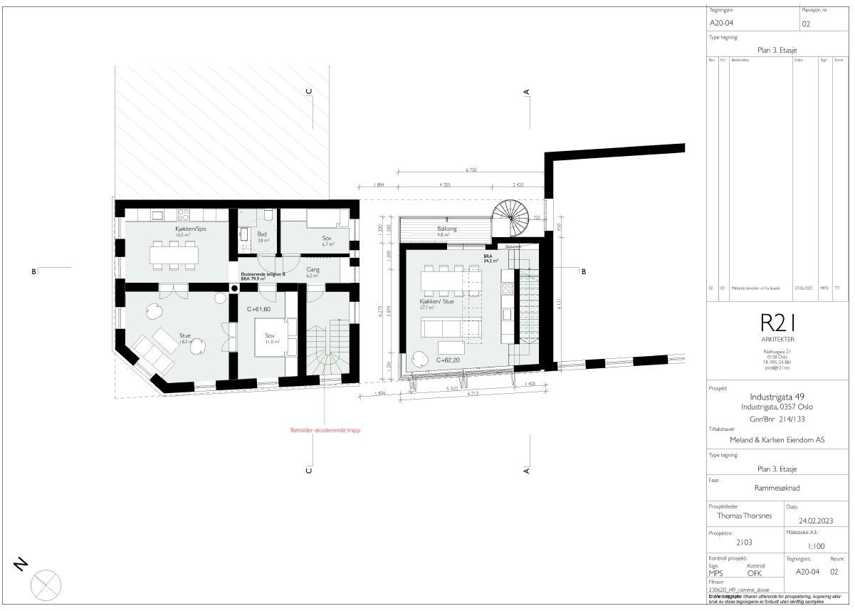 Plantegning 3 etasje Galleribilde