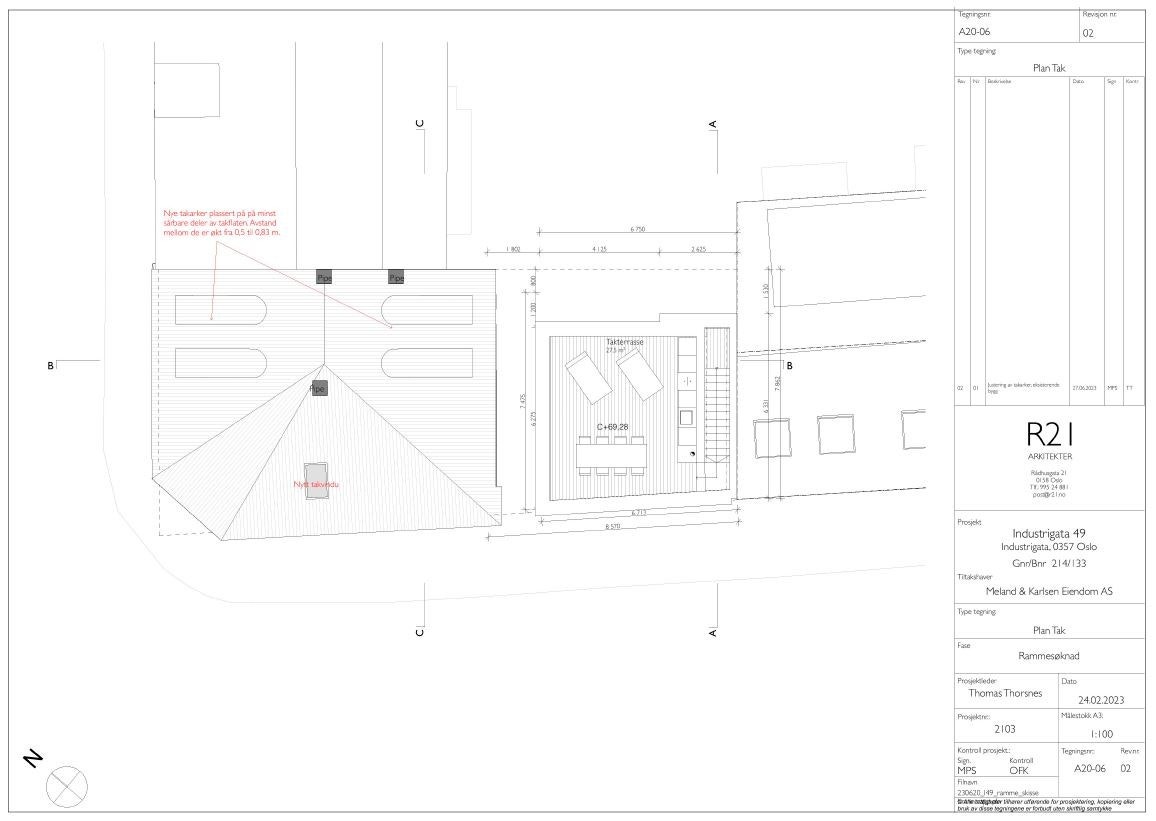 Plantegning tak Galleribilde