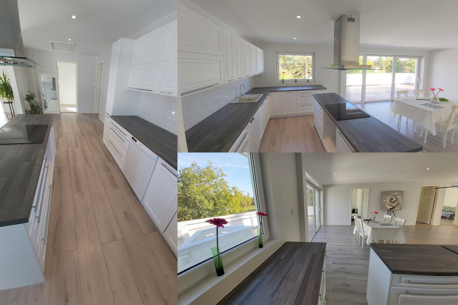 Kjøkkenet har moderne møbler, myk lukking og blum teleskoper. Det er en komfortabel øy her hvor du kan tilberede favorittrettene dine. Vasken er laget av stein av meget god kvalitet. Bosch komfyr. Radiatorer med LCD-display. Det finnes manualer for alt fo Galleribilde