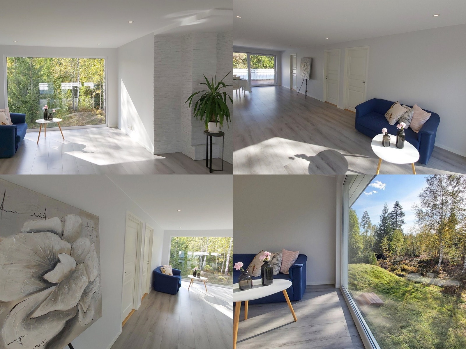 Salongen har flott panoramautsikt over naturen. Her har du lyng, juletrær, steiner og blå himmel! Med denne utsikten vil du drikke din favorittkaffe Galleribilde