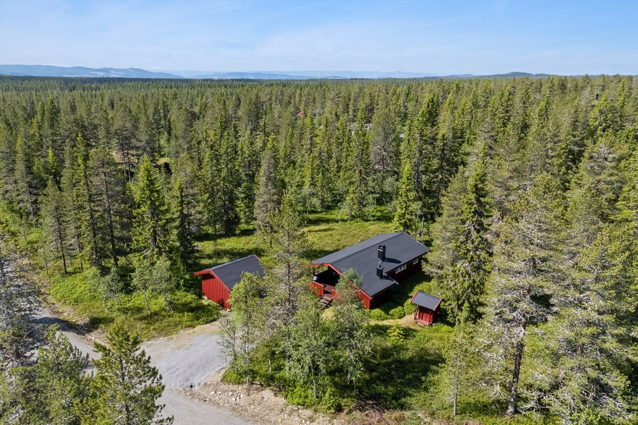 Hytta har enkel adkomst med vinterveg og gode parkeringsmuligheter rett ved inngangspartiet. Galleribilde