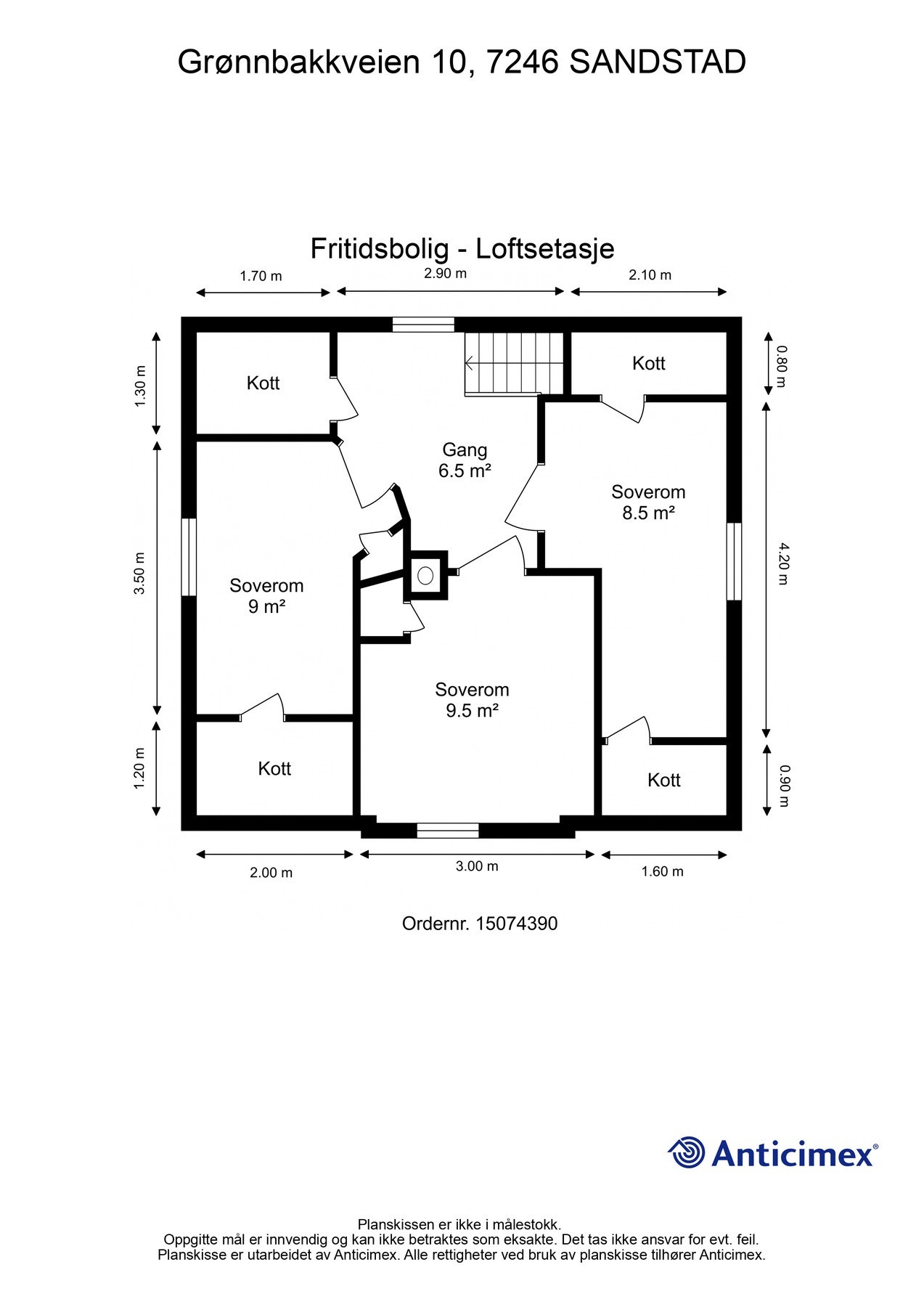 Plantegning - Loftsetasje. Galleribilde