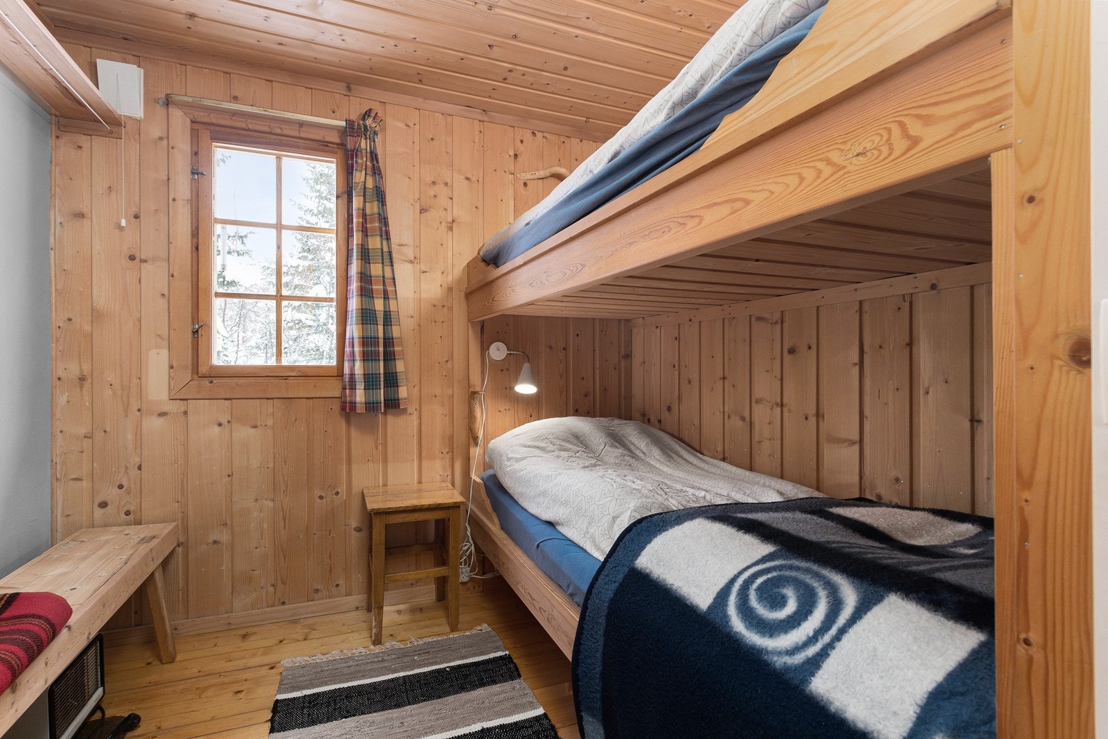 To av soverommene er utstyrt med køyeseng, og hytta har i dag 6 sengeplasser. Galleribilde