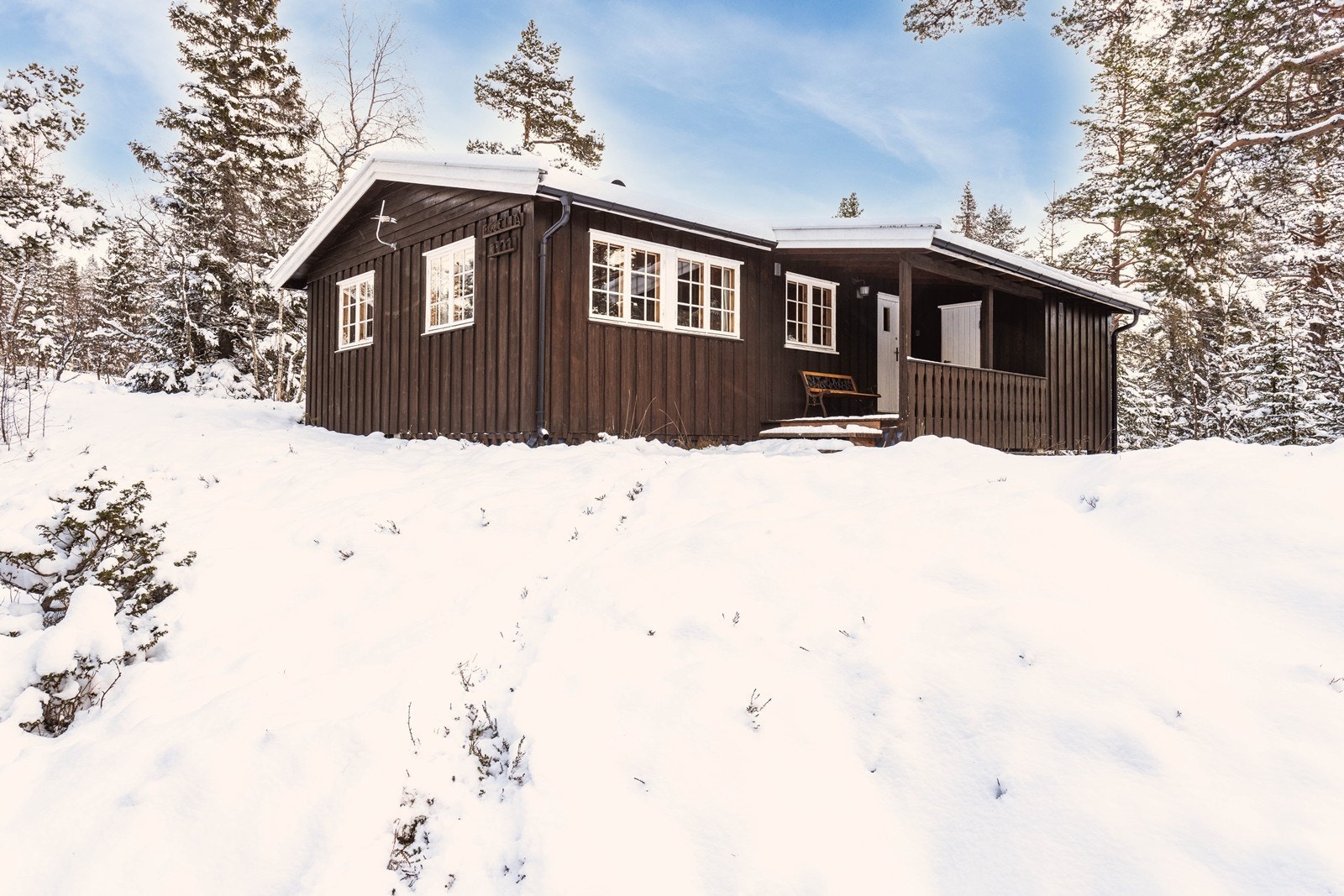 Hytta ligger sentralt til med skiløype rett ved Galleribilde