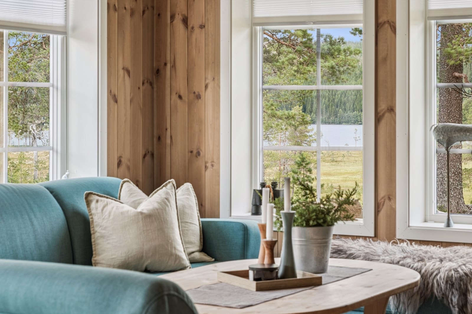 Utsikt fra stua mot vatnet Galleribilde